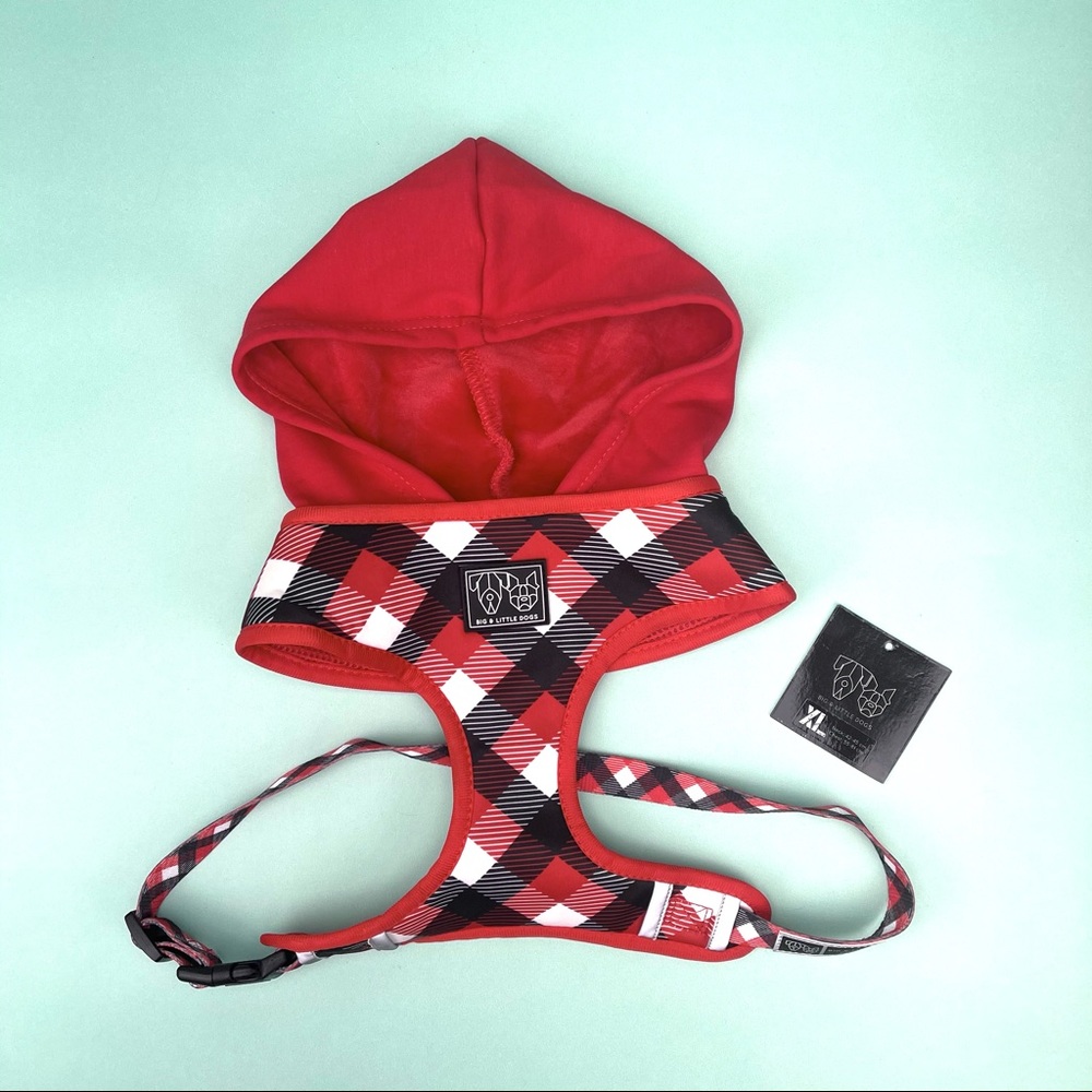 NWT Big & Little Dogs Hoody Harness XL Red Plaid